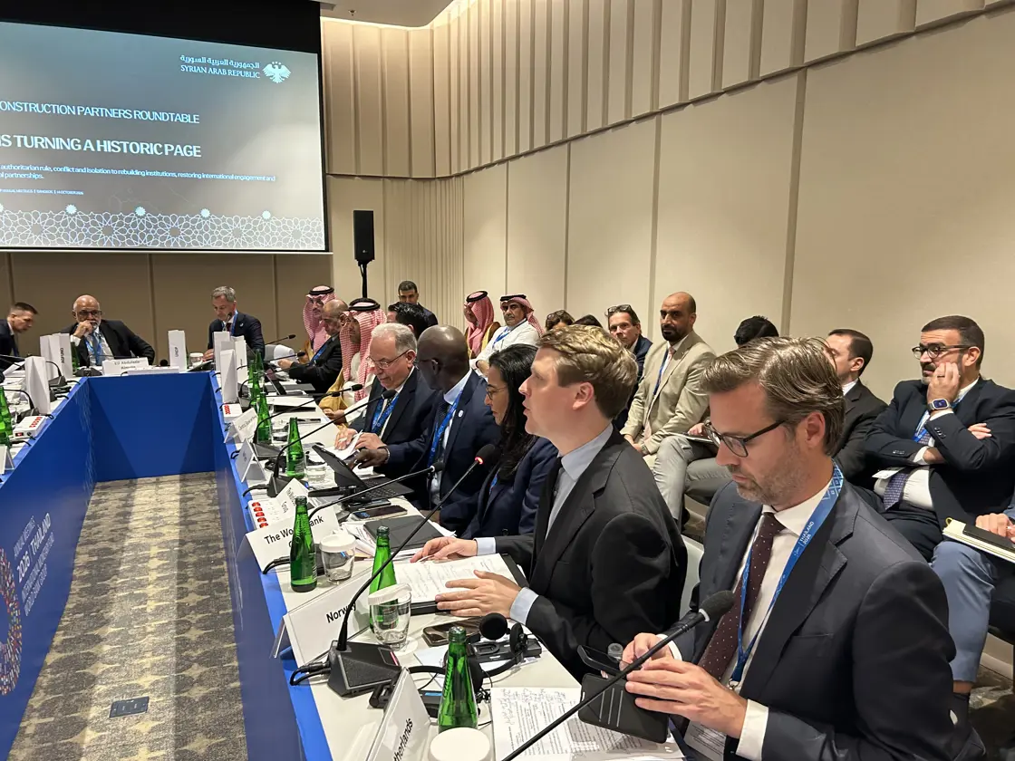 Utviklingsminister Åsmund Aukrust holdt Norges innlegg på rundebordet om Syria på Verdensbankens årsmøte.