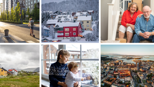 Bilder fra forsiden av bustadmeldinga.