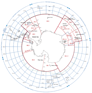 Figur 3.13 CCAMLR sitt konvensjonsområde og dei ulike underområda
