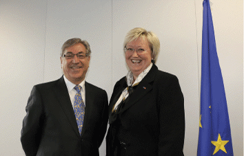 Figur 3.6 Fiskeriminister Elisabeth Aspaker møtte EU sin fiskerikommisær Karmenu Vella 16. januar 2015
