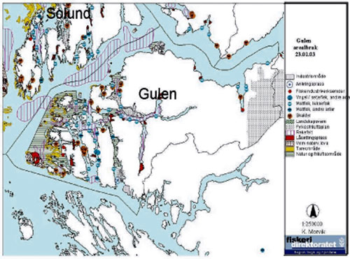 Figur 11.3 I kystsonen er det mange ulike interesser. Her fra Gulen kommune.