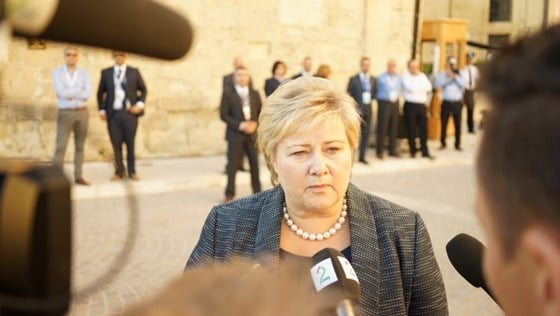 Statsminister Erna Solberg intervjues i Valetta på Malta
