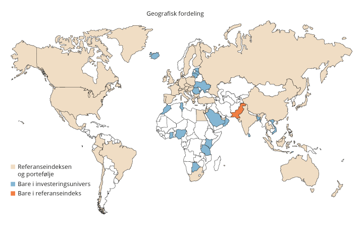 Figur 3.4 Den geografiske spredningen av SPUs investeringer ved utgangen av 2019
