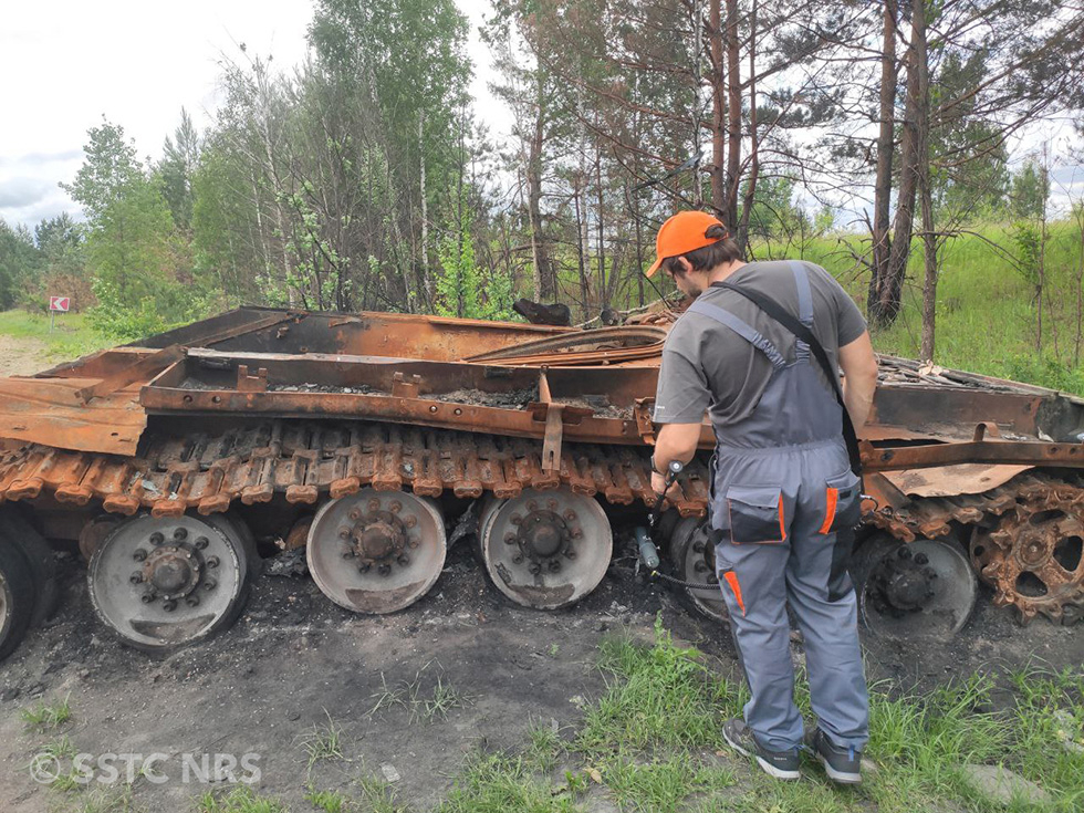 Figur 3.11 Kartleggingen av strålingsnivåer i området rundt Tsjornobyl i 2022.