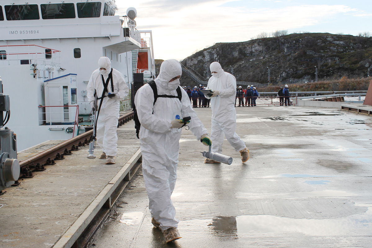 Figur 3.7 Beredskapsøvelse i Andrejevbukta i 2018, hvor norske myndigheter deltok.