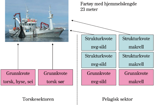 Figur 4.10 Eksempel på struktureringsmuligheten innenfor pelagisk sektor for fartøy med hjemmelslengde 23 meter