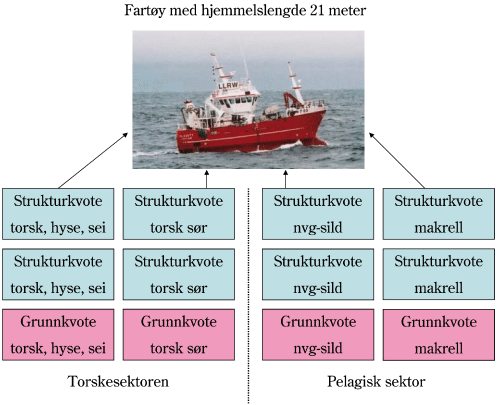 Figur 4.8 Dagens kvotetak i kystflåten