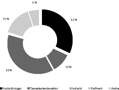 Figur 5-5 Forbruk av naturgass i EU-området fordelt på sektorer (1997)