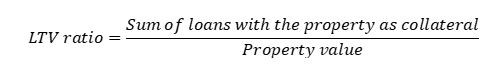 LTV ratio = Sum of loans with the property as collateral / property value