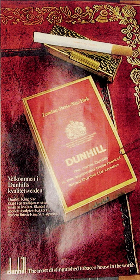 Figur 6.28 Fin type!
  Marlboro. Conrad Langaard
 A/S, 1971. Cowboyen besøkte også Norge 
Of course I smoke.