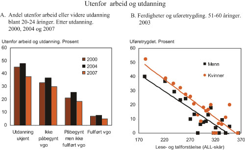 Figur 9.1 Utdanning og ferdigheter for dem utenfor arbeid og utdanning.