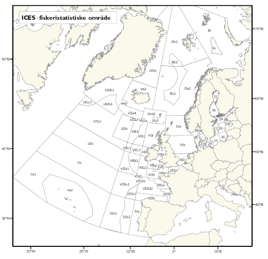 Figur 3.1 Dei ulike statistikkområda som ICES nyttar i si rådgjeving