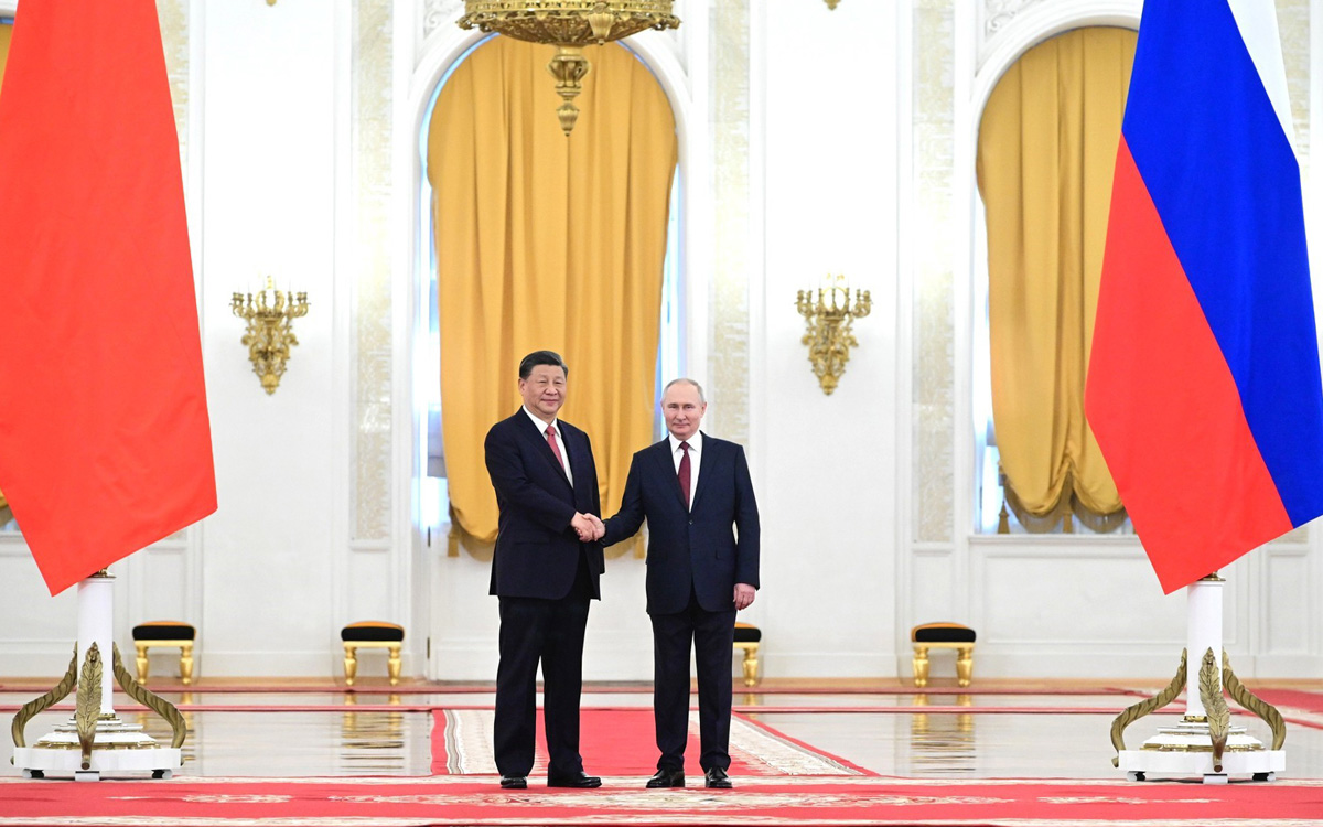 Figur 4.2 Vladimir Putin og Xi Jinping har møtt hverandre 40 ganger siden 2013. Kina og Russland har et stadig tettere strategisk partnerskap hvor begge ser seg tjent med å stå sammen mot Vesten. Her avbildet på deres siste møte i Moskva 21. mars 2023.