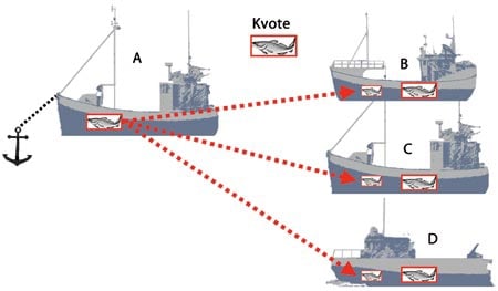 Figur 8.3 Illustrasjon av hvordan driftsordning vil fungere ved oppsplitting
 av kvoter