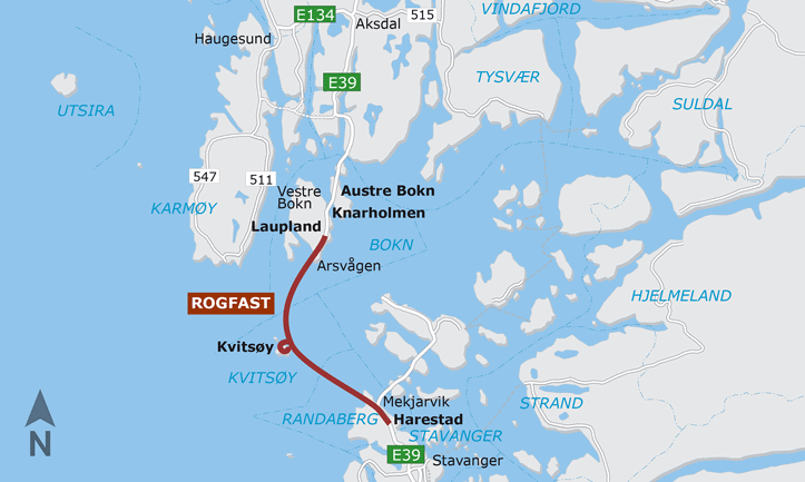 Figur 1.1 Kart over E39 Rogfast
