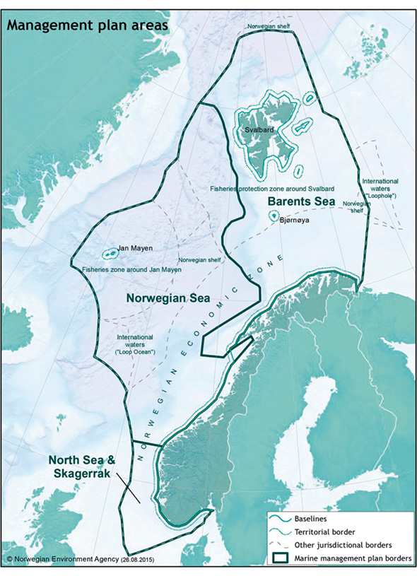 Figure 5.4 Map of Norway’s marine management plan areas.
