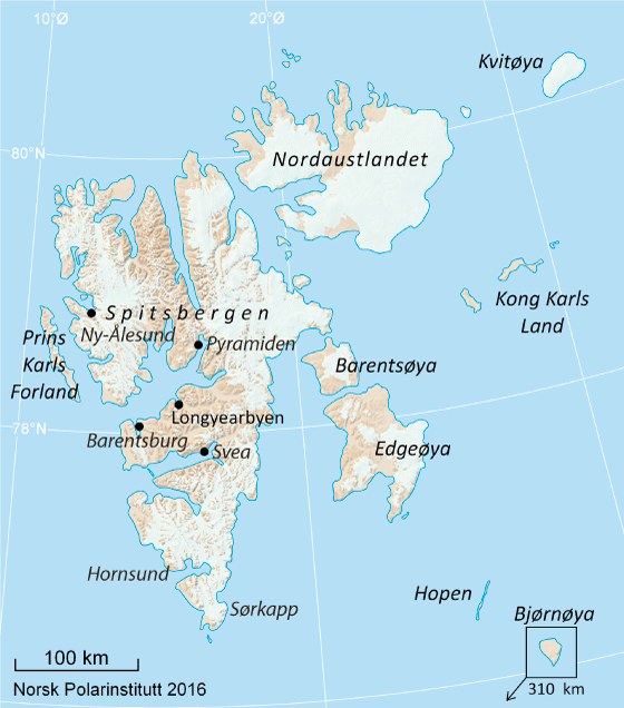 Figur 3.1 Kart over Svalbard
