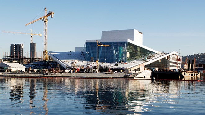 Operaen i Bjørvika i Oslo i byggefasen under bygging