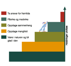 Figur 3.5 «Kjerringrokktrappa». Miljøhaldningar
 blir utvikla steg for steg.
