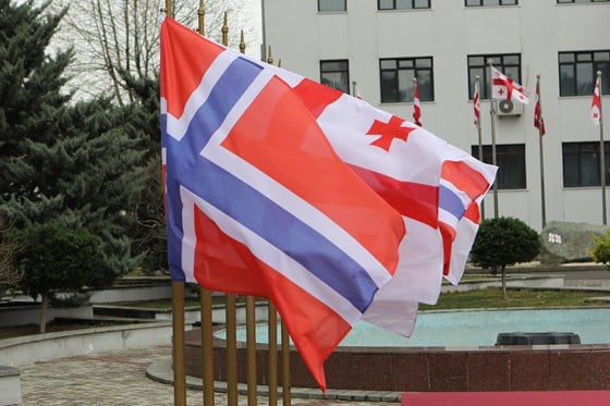 Presenting norwegian and georgian flags