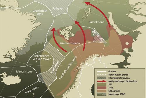 Figur 14.2 Klimaendringer i havet og Norges marine ressurser