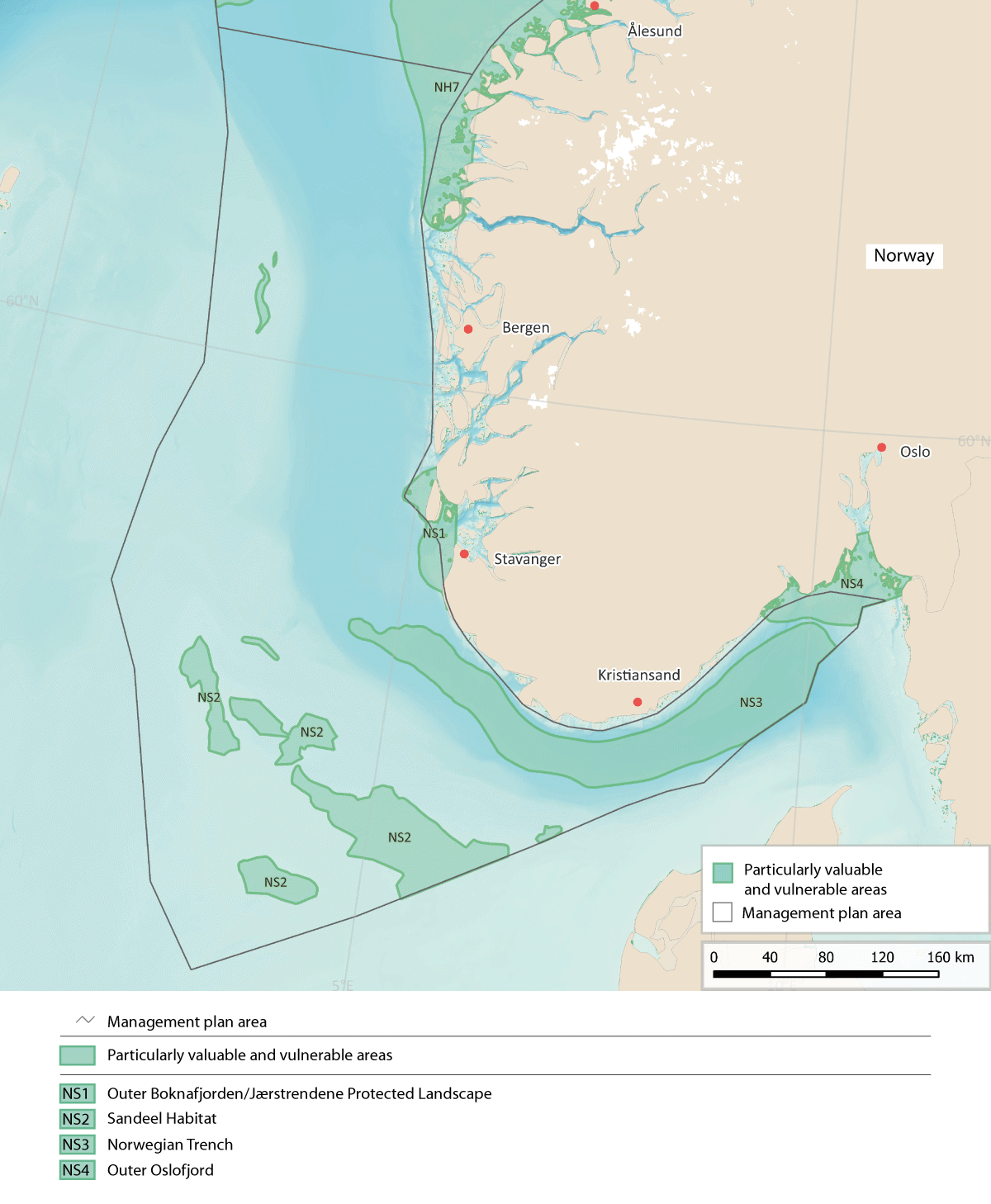 Figure 4.10 Particularly valuable and vulnerable areas in the North Sea and Skagerrak.