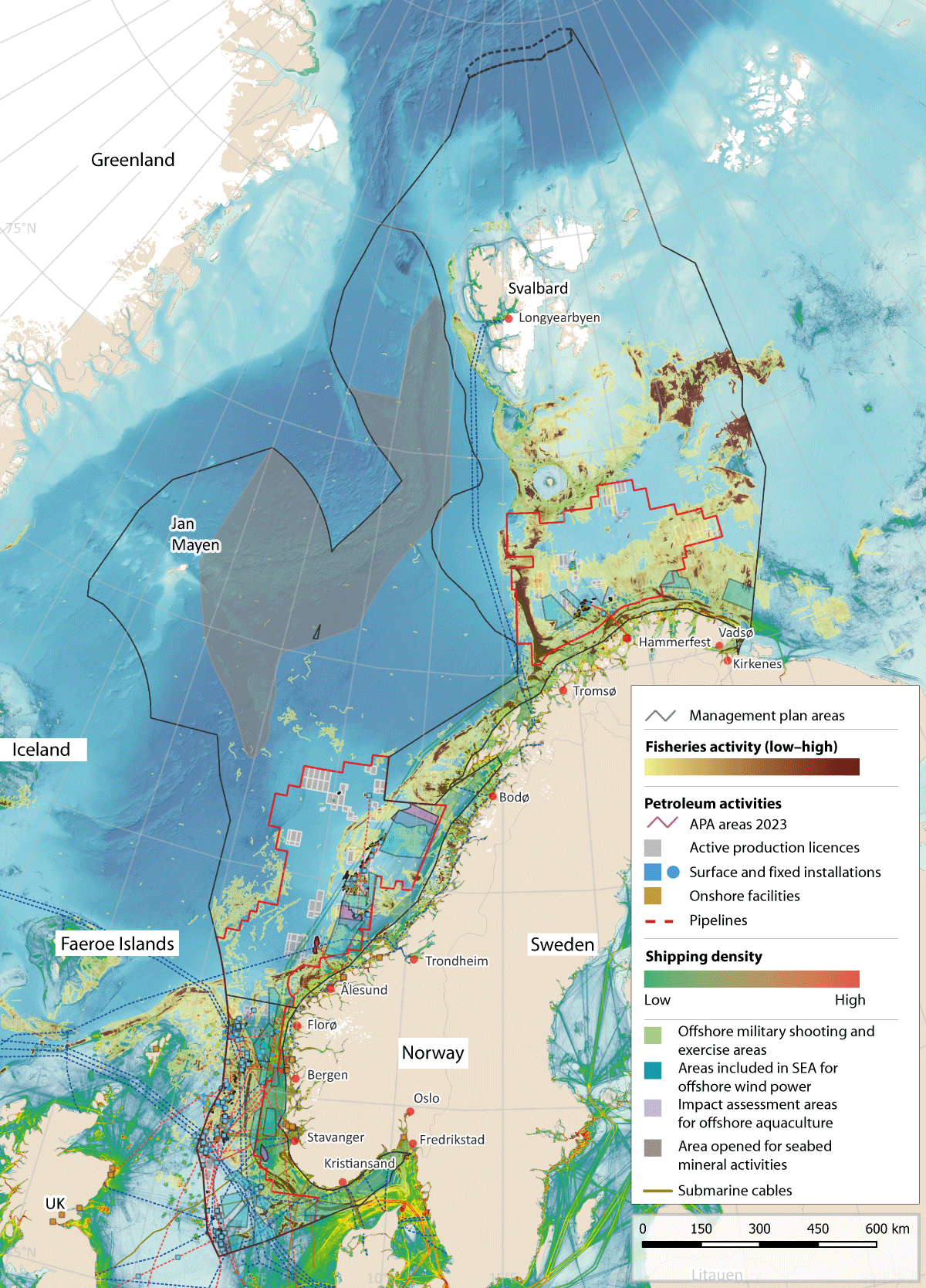 Figure 7.1 Overview of activity in the management plan areas.