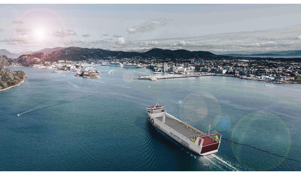 Figur 5.11 Grønn skipsfart. Planlagt utslippsfri sjørute mellom Bodø og Tromsø, ASKO Nord-Norgelinjen.