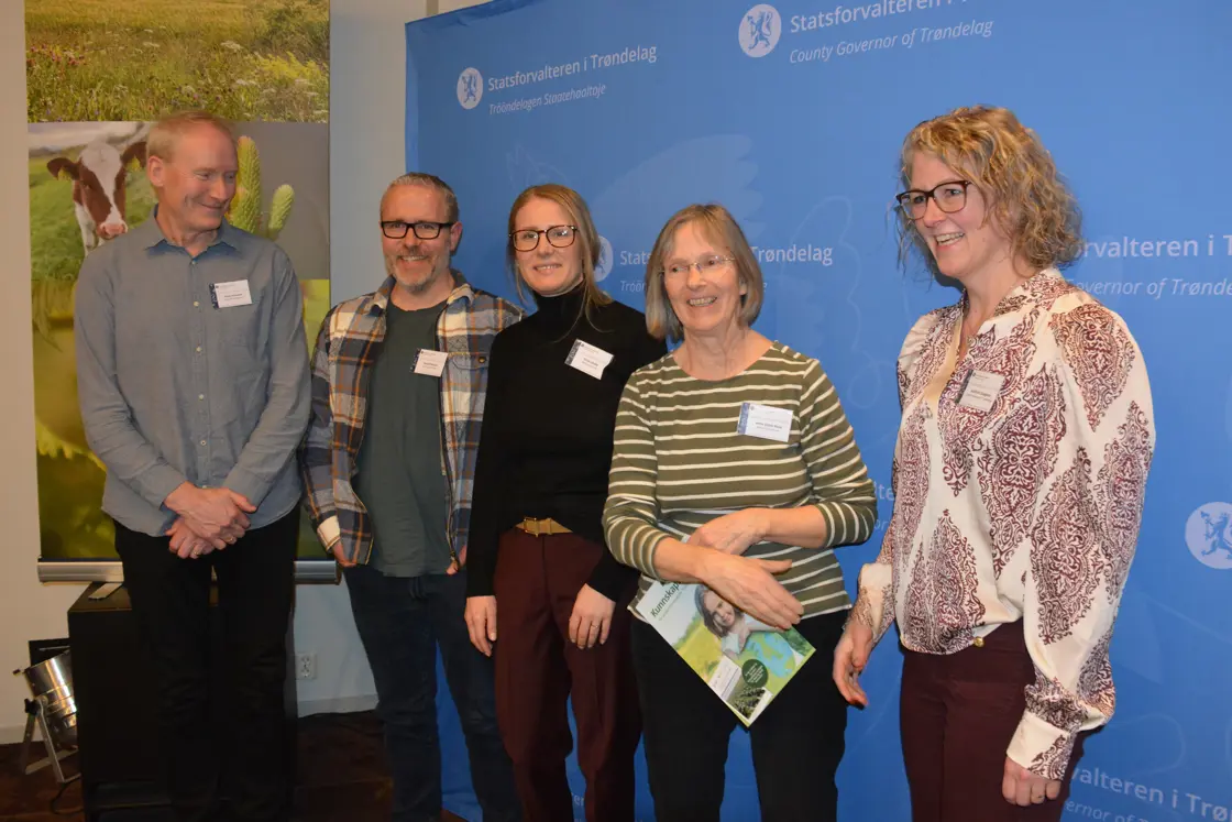 Rådgiver Knut Krokan i Stjørdal kommune, avdelingsleder Harald Urstad og rådgiver Stine Lilleby fra landbruksforvaltningen i Moss og Råde kommuner, rådgiver Anne Sissel Ness i Malvik kommune og landbruksdirektør Audhild Slapgård.