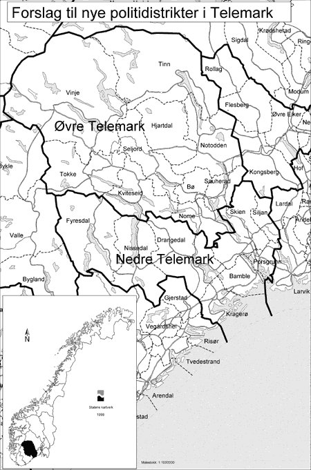 Figur 7.10 Politidistrikter i Telemark