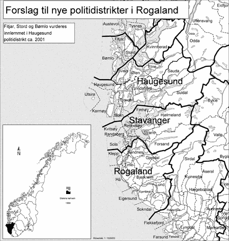 Figur 7.13 Politidistrikter i Rogaland