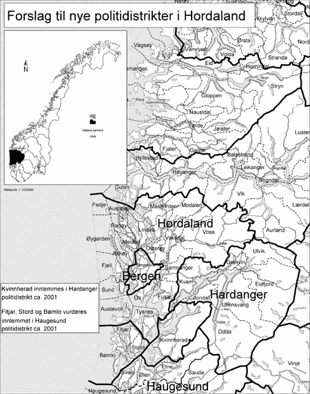 Figur 7.14 Politidistrikter i Hordaland