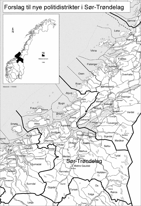Figur 7.17 Politidistrikter i Sør-Trøndelag