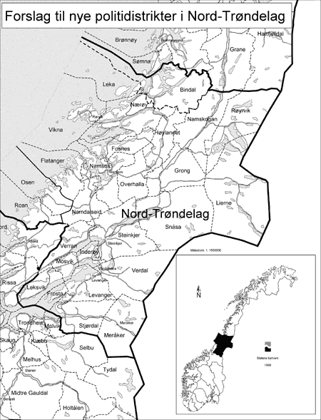 Figur 7.18 Politidistrikter i Nord-Trøndelag (1. Alternativ)