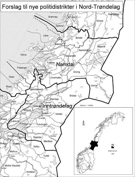 Figur 7.19 Politidistrikter i Nord-Trøndelag (2. Alternativ)
