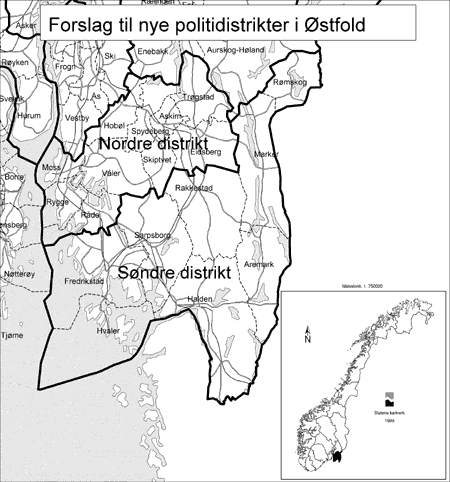 Figur 7.4 Politidistrikter i Østfold