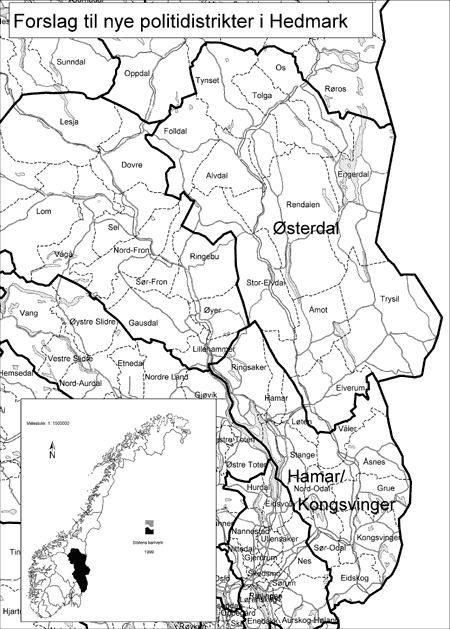 Figur 7.6 Politidistrikter i Hedmark