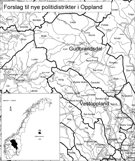 Figur 7.7 Politidistrikter i Oppland