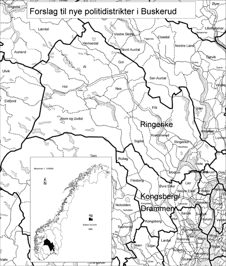 Figur 7.8 Politidistrikter i Buskerud
