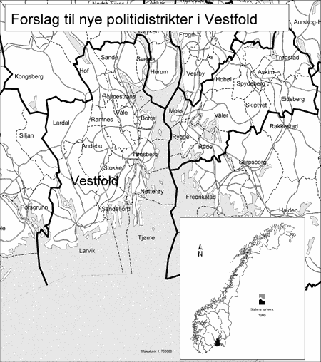 Figur 7.9 Politidistrikter i Vestfold