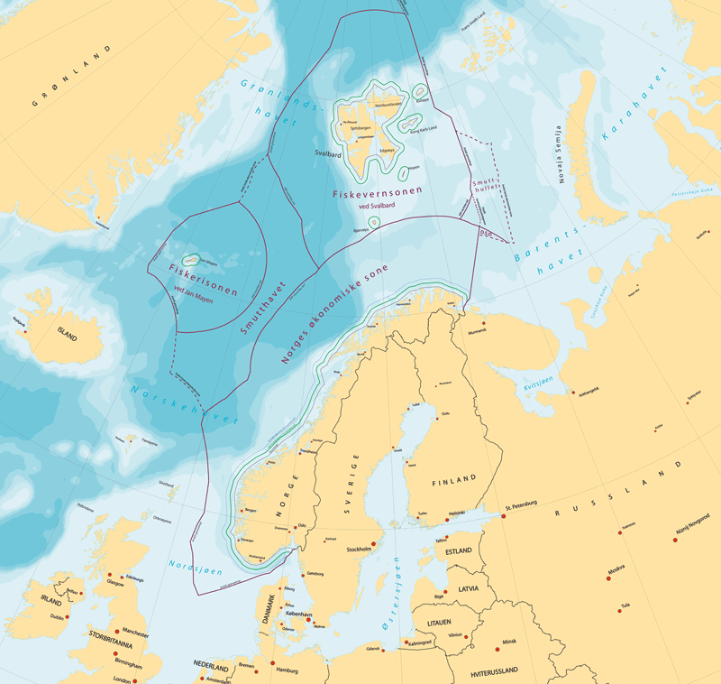 Figur 5.1 Norges maritime grenser.