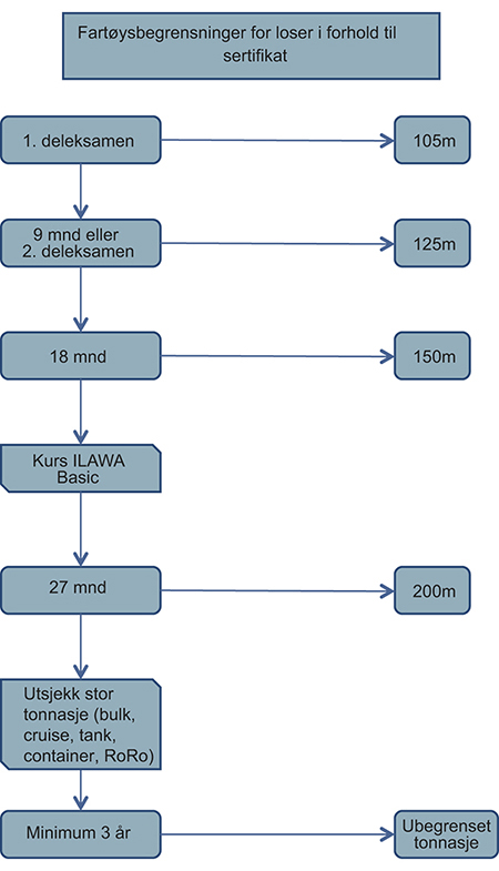 Figur 4.4 Progresjonen i losutdanningen.
