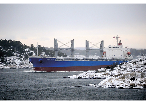 Figur 4.7 Azure Bulker (177 meter) på vei inn Løperen, Fredrikstad.