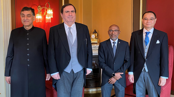 From left: Ambassador of Pakistan, H.E. Mr Babar Amin, Ambassador of Iraq, H.E. Mr Ali Yassin Mohammed Karim Al-Rahmani, Ambassador of Maldives, H.E. Mr Ahmed Latheef, Ambassador of Laos, H.E. Mr Bounliep Houngvongsone. Credit: MFA