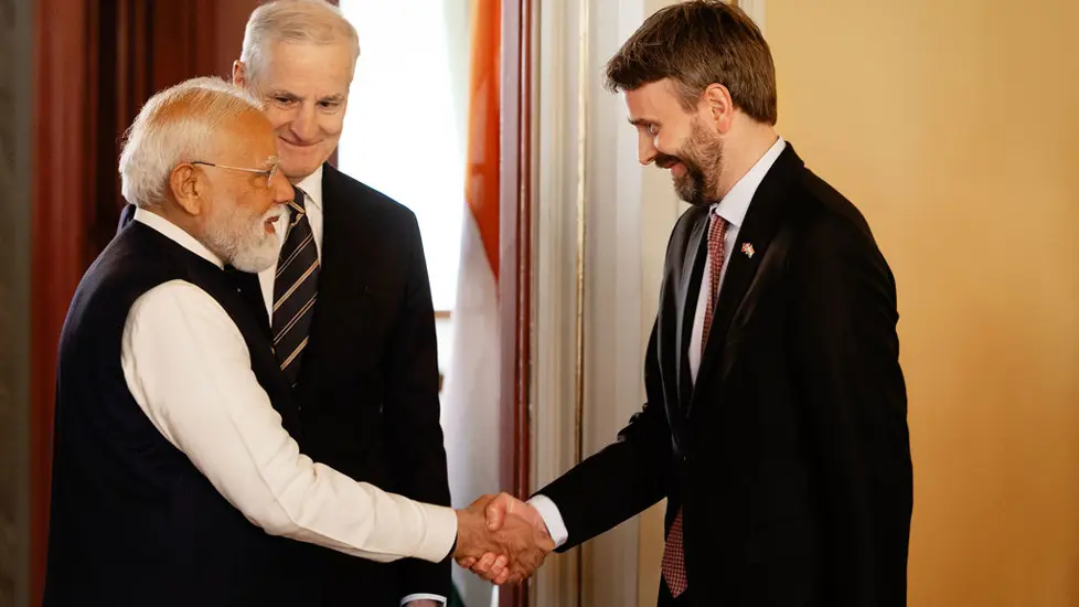 Helse- og omsorgsminister Jan Christian Vestre møtte den indiske statsministeren Narendra Modi. Foto: Stine Østby