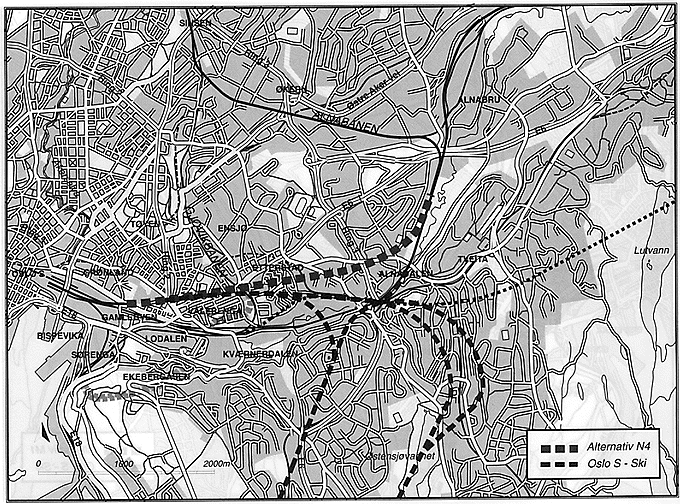 Figur Alternativ N4 ǯstfoldbanen om Brynȧ