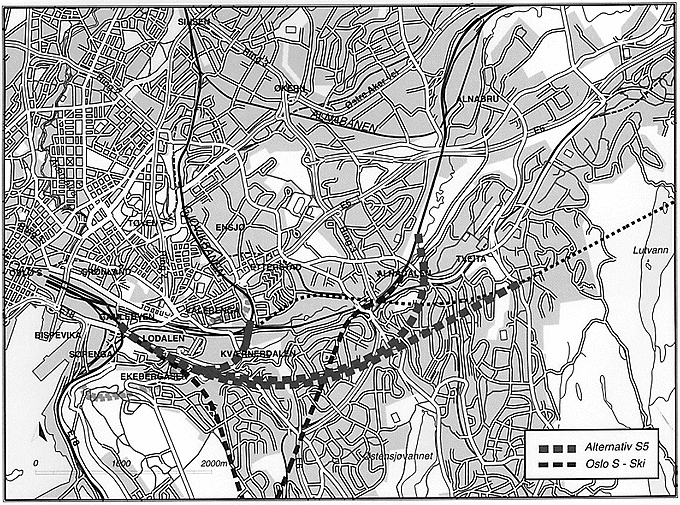 Figur Alternativ S5 «Gjøvikbanen om Kværner»ß