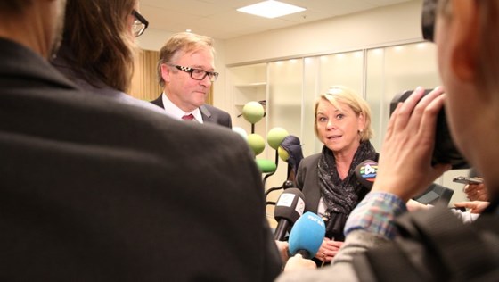 Næringsminister Monica Mæland og direktør for miljø og næringspolitikk, Erling Kvadsheim i Norsk olje og gass.