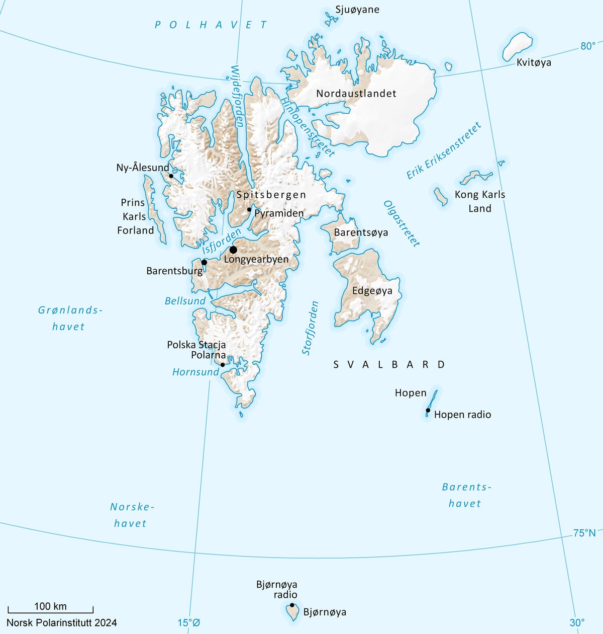 Figur 3.1 Kart over Svalbard