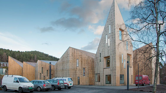 Inspirasjonskjelde for det særmerkte taket er fjelltindane sør om fjorden.